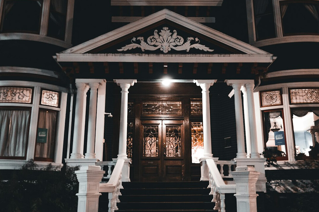 old haunted mansion at night