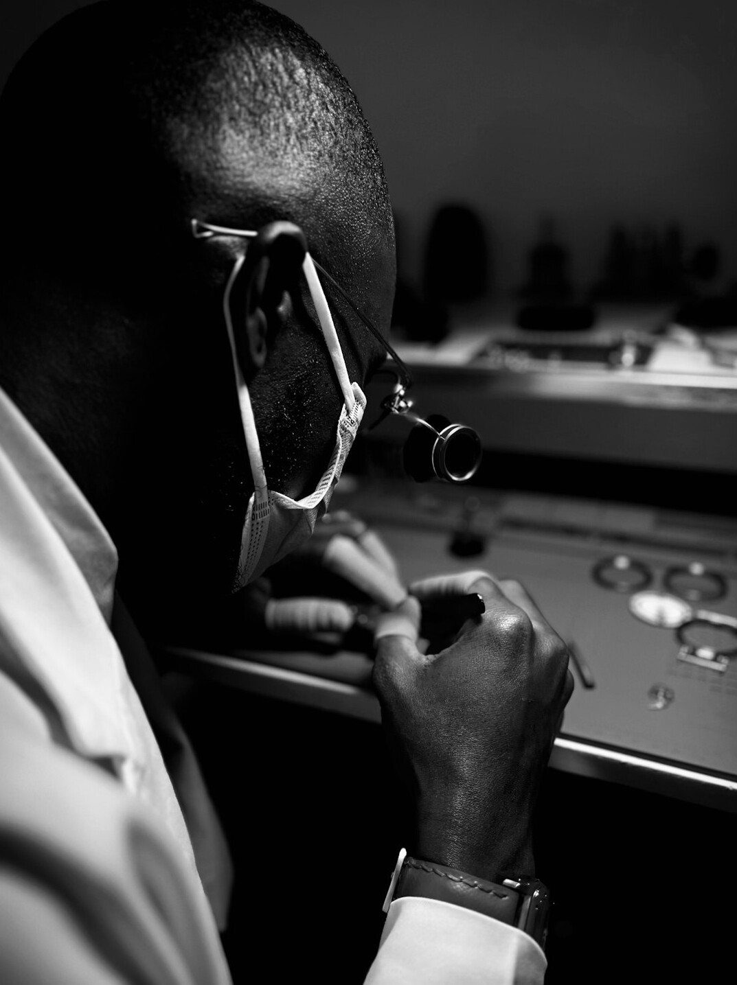 investigator examining evidence