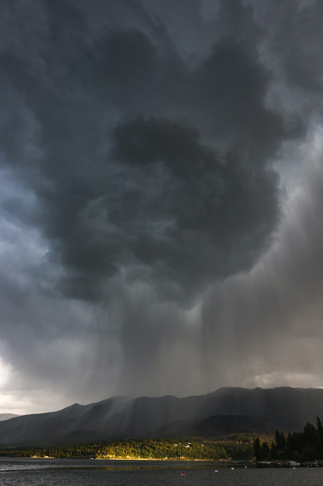 dramatic storm over lake