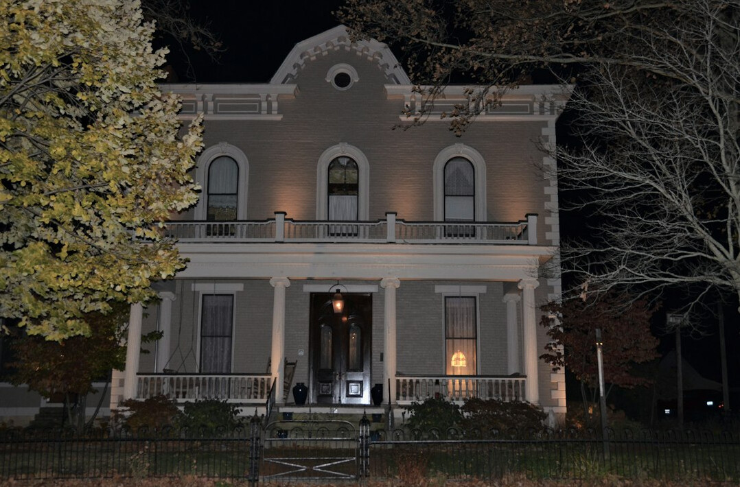 old haunted mansion at night